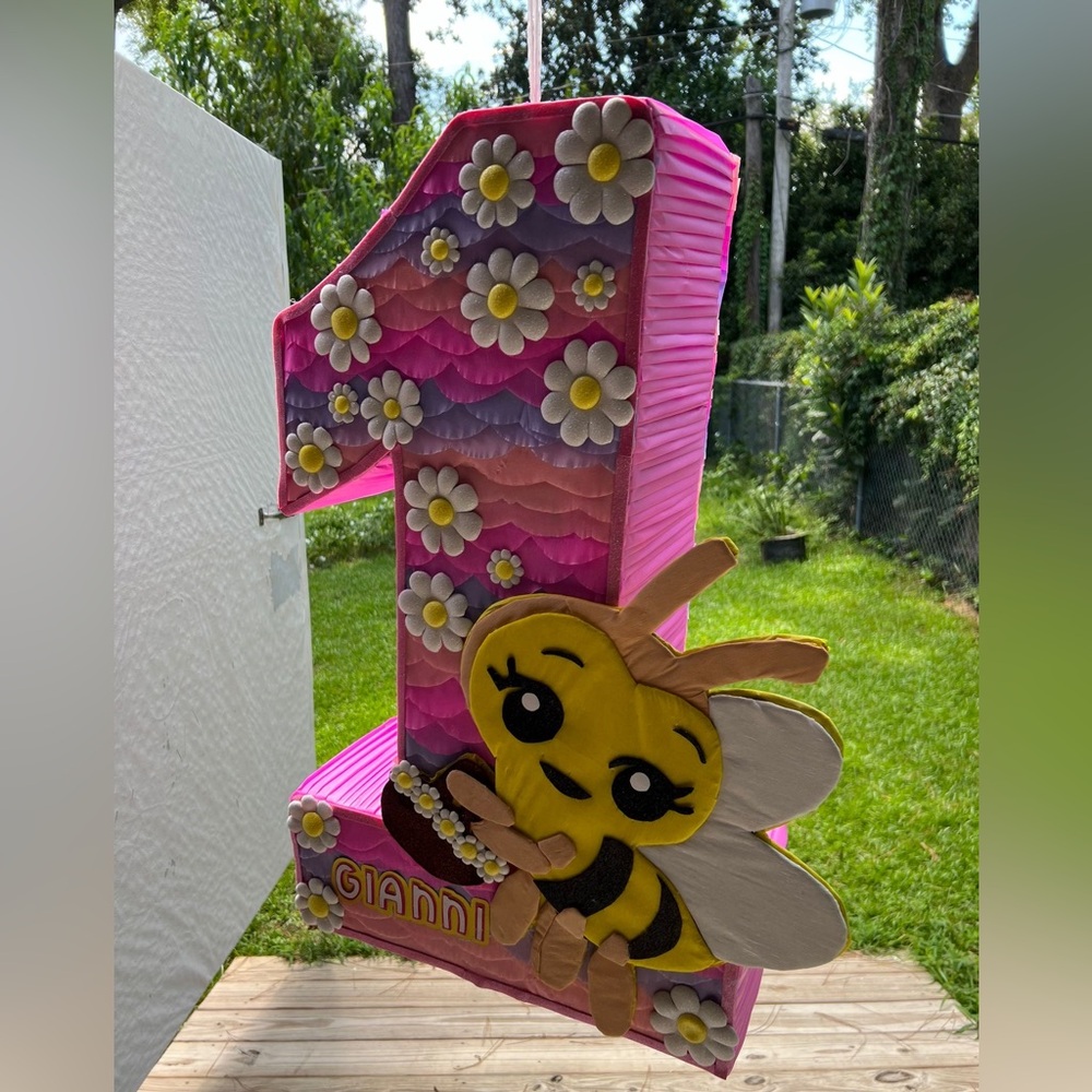 Pink Number 1 Bee Decoration